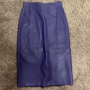 Purple leather pencil skirt